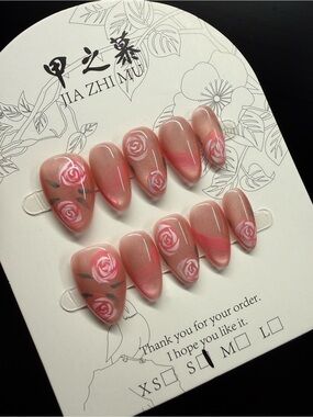 Pink Rose Press-On Nails - Small